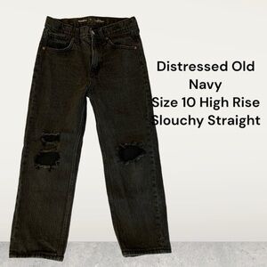 Old Navy size 10 High-rise Slouchy Straight Black Cropped Jeans kids